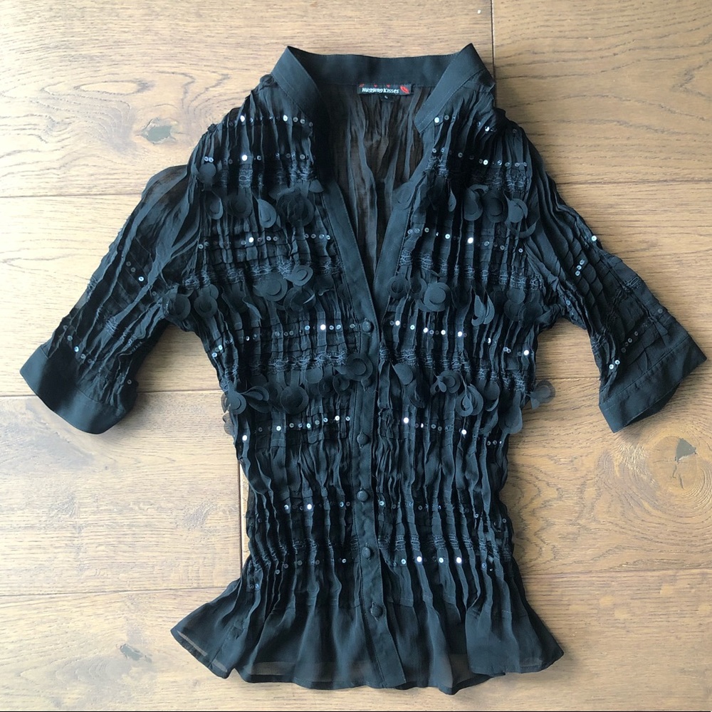 Hugging Kisses Boutique Embellished Sheer Top